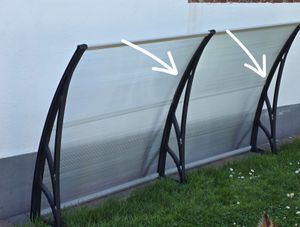 JOIEYOU 150 x 100cm Vordach für Haustür Pultbogenvordach Überdachung Haustür aus Polycarbonat und Aluminium Rahmen für Garage Balkon Fenster Haus - Grau Kunden-Foto 1