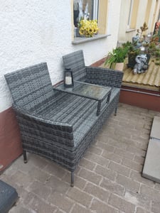 SVITA CHICAGO Rattan-Bank Garten-Bank Lounge Sitzecke Schwarz Kunden-Foto 5