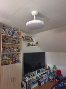Ventilateur de plafond Parrot Uncle avec éclairage et télécommande, pales rétractables de 106 cm, noir, LED à intensité variable, 3 couleurs de lumière, 6 vitesses Photo du client 3