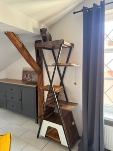 Tiragraffi COSTWAY, tiragraffi per gatti da 185 cm con 4 piattaforme, cuccia, pannello per graffiare, palline e tappetini rimovibili, casetta per gatti, tiragraffi per gatti in marrone rustico Foto del cliente 1