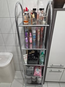 Badregal MADURAI mit 5 Ablagen, weiß lackiert, Badezimmerregal Standregal aus Metall für Gäste WC Kunden-Foto 1