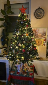 COSTWAY Albero di Natale artificiale a LED da 180 cm con 1000 punte in PVC, 350 LED, 11 modalità di illuminazione, 5 cambi di colore e supporto in metallo Albero di Natale verde Foto del cliente 7