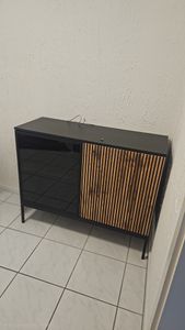 GrainGold Kommode Deo - Kommode mit  Türen - Sideboard, TV-Kommode, LED-Beleuchtung, Kommode mit Glas - Kommode Graphit, Eiche Wotan Kunden-Foto 1