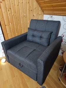 Bealife 3-in-1 Schlafsessel AR22 mit Liegefunktion - Ausziehbarer Relaxsessel mit Armlehnen & Seitentasche - Maße 191x68x44cm (LxBxH) -Hellgrau Kunden-Foto 3