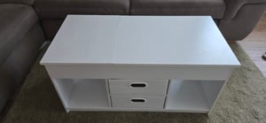 VASAGLE Couchtisch, höhenverstellbarer Wohnzimmertisch, 2 Schubladen und versteckte Fächer, Kaffeetisch, offene Fächer, für Wohnzimmer, Homeoffice Kunden-Foto 3