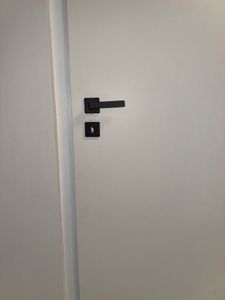 Messingfarben Matt, Gold Matt Türbeschlag ERGO für Badtüren WC, Eckig-Rosette, Türbeschlag; Türgriff; Türklinke, Drückergarnitur Kunden-Foto 1