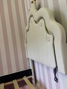 Letto imbottito Fortuna Lai 90x200cm, letto matrimoniale per bambini con testata a forma di , letto per ragazzi letto in legno con rete a doghe, PU, rosa Foto del cliente 1