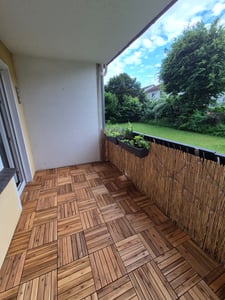 Hengda 5m² Holzfliesen Mosaik Akazienholz Fliese 55 Stück 30x30 cm Balkonfliesen Gartenfliesen Terrassenfliesen für Garten Terrasse Balkon Kunden-Foto 2