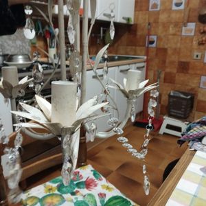 vidaXL Kronleuchter Pendelleuchte Kristall Lampe Lüster Leuchte weiß Kunden-Foto 1