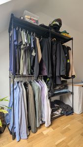 SONGMICS Kleiderschrank offen, Kleiderständer, Kleiderstange, Garderobe, 5 Hängefächer, viel Platz, für Schlafzimmer, Wohnzimmer, 205 x 43 x 166 cm Kunden-Foto 2