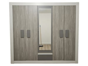 Drehtürenschrank Schrank Kleiderschrank 230 cm Weiss/Kathult mit Spiegel Schublade und fünf Drehtüren Helios Kunden-Foto 3