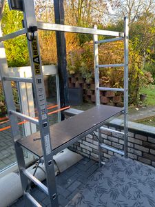Drabest | scaffale in alluminio, impalcatura, scala multiuso, impalcatura a scala, 2x6, impalcatura con scala portata 150 kg, in alluminio Foto del cliente 4