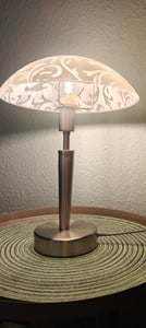 Lampada Da Tavolo Contemporanea Solo Acciaio Nichel Satinato 1 Luce E14 Foto del cliente 1