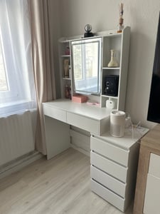 VASAGLE Schminktisch mit LED-Beleuchtung, einstellbare Helligkeit, mit 6 Schubladen ohne Hocker Kunden-Foto 4