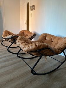 CCLIFE Schaukelstuhl Schaukelsessel Wohnzimmer Relaxstuhl Belastbarkeit Bis 150kg, Hellbraun Kunden-Foto 1