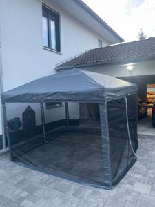 FCH 3x 3m Faltpavillon, Pop Up Pavillon mit  4 Seitenwänden, wasserdicht, UV-Schutz,Gartenpavillon ,grau Kunden-Foto 3