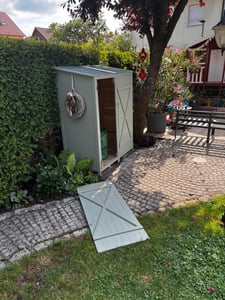 Outsunny tuinkast, tuinhuis met 2 deuren, asfalt dak, grenenhout, grijs en wit Klantenfoto 2