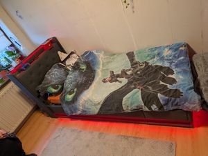 Flieks Polsterbett 140x200cm mit Ladefunktion (USB&Typ-c), Jugendbett Doppelbett Stauraumbett mit LED, Hydraulisches Boxspringbett, PU, Weiß Kunden-Foto 2
