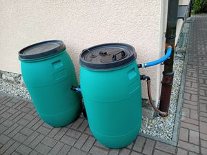plasteo® 120 Liter Weithalsfass mit Deckel und Spannring Regenfass Kunststofffass Universalfass Deckelfass Maischefass Sauerkrautfass Kunden-Foto 2
