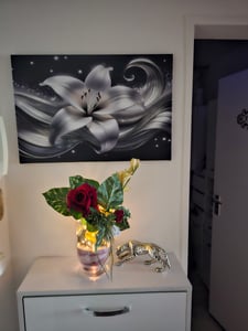 Toile argentée Fleur naturelle 60x40 Feeby Image argentée pour le mur, prête à être accrochée Photo du client 1