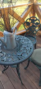 COSTWAY 3tlg. Antik Gartenmöbel-Sets Bistro-Set mit 2 Sessel 41 x 51 x 81,5 cm Aluminiumguss Grün Kunden-Foto 3