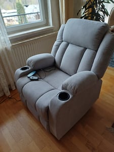 FCH Elektrisch Aufstehhilfe Massagesessel mit Massage Wärmefunktion, Ruhesessel mit Becherhalter, Fernbedienung und Seitentasche, TV Sessel，Schwarz Kunden-Foto 9