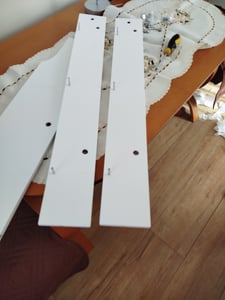 Copritermosifone Toboli bianco 112 x 19 x 82 cm, copritermosifone in MDF, rivestimento in legno per termosifoni con aspetto a doghe Foto del cliente 4