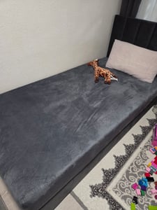 MR GROUP Boxspringbett BARI 90x200cm rechts Kinderbett Jugendbett Einzelbetten, Bett mit Stauraum Polsterbett Matratze Topper H3 Schlafzimmer hellgrau Kunden-Foto 1