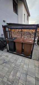 Stojak na drewno opałowe na zewnątrz metalowy ZINCED z dachem i plandeką 188x70x188 3t Schowek na drewno opałowe z pokrywą Regał Stelaż kominkowe Zdjęcie produktu od klienta nr 2