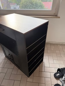 COSTWAY Carrello da cucina su rotelle, carrello da portata con piano di lavoro, porta asciugamani, 3 portaspezie e cassetto, mobile da cucina a isola in legno nero Foto del cliente 2