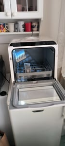 BlitzHome APP Mini Geschirrspüler 5L Tischgeschirrspüler Dual Water Inlet Geschirrspülmaschine Freistehend für Büro, kleine Wohnung, Camping, Wohnwagen, Weiß Kunden-Foto 8