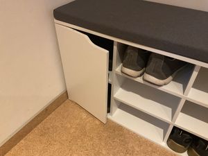 KESPER Schuhschrank Eichedekor mit Sitzkissen – 103 x 30,5 x 48 cm – 6 Fächer & 2 Türen mit variablen Einlegeböden – praktische Sitzbank – 1592813 Kunden-Foto 3