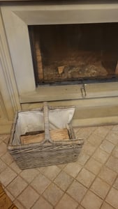 Kobolo Holzkorb  66x45x40/49 cm rechteckig Kubu grey Rattan - Stoff dunkel für Kaminholz Kaminkorb Aufbewahrungskorb Ordnungsbox Wohnzimmer Brennholz Kunden-Foto 1