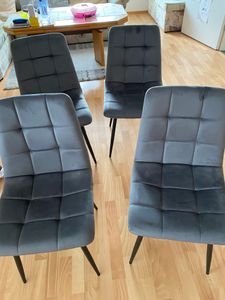 DEULINE Esszimmerstühle Essstühle Samtbezug Polsterstuhl Stühle Esszimmer Stuhl Milano 4er-Set GRAU 521252 Kunden-Foto 14