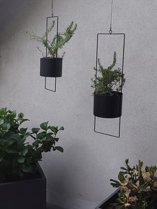 2er Set Blumenampel Blumentopf hängend Hängetopf Metall schwarz Hängeampel Ampel Kunden-Foto 1