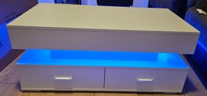 Tavolino Merax con LED e cassetti, tavolino con controllo APP, tavolino con piano allungabile, tavolino da salotto 100x50x44cm nero Foto del cliente 1