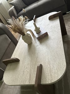 Skye Decor, Leapiri – Travertine, Walnut, konferenční stolek, travertin, 100% MELAMINOVÁ DŘEVOTŘÍSKOVÁ DESKA, 120 x 60 x 35 cm Fotografie od zákazníka č. 1