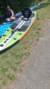 Stand up Paddling Board Aufblasbare, Kajak Sitz,330x76x15cm, Tragkraft bis 150Kg, Verstellbares Doppel-Paddel,Blaues Camouflage Kunden-Foto 7