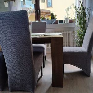 1 Stück Stuhlhussen Stretch Elasthan Stuhlüberzug abdeckung für Esszimmer Hotel Bankett (Grau) Kunden-Foto 1