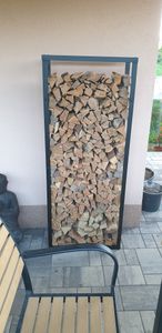 Kaminholzregal Täby Brennholzregal innen außen Metall 60 x 25 x 150 cm Holzunterstand Stapelhilfe für Feuerholz Holzlager Kaminholzständer Schwarz Kunden-Foto 21