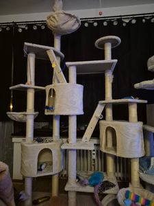 HAPPYPET Kratzbaum deckenhoch 260 cm hoch, Kletterbaum SAM – Großer XXL Katzenbaum Stabil für mehrere Katzen, stabile 8 cm Säulen, mit Zubehör, Beige Kunden-Foto 13