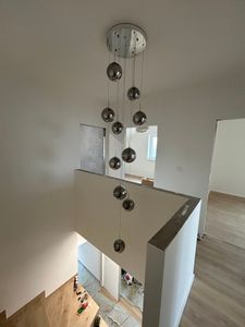 ZMH Pendelleuchte esstisch 15 Flammig Bernstein  Pendellampe Höheverstellbar Kronleuchter Hängeleuchte  Glas für Wohnzimmer Schlafzimmer Küche Flur Kunden-Foto 2