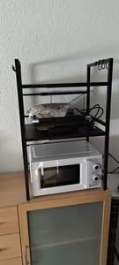 supporto per microonde allungabile a 3 livelli, nero, con 6 ganci, regolabile in altezza e lunghezza 40-64 cm - portaspezie, supporto per microonde Foto del cliente 2