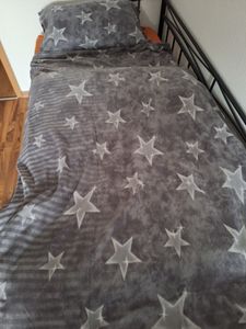 4 tlg Winter Bettwäsche 155x220 Thermo Fleece Flausch Garnitur Warm Schwarz Grau Kunden-Foto 1