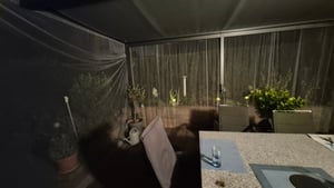 Vorhang Extra Breit Outdoor Voile Moskitonetz Fliegengitter Insektenschutz Stangentasche Gardine für Pavillon Terrasse Hof, B320xH213cm, Beige Kunden-Foto 1