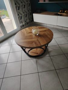 Tavolino rotondo Tribesigns, tavolo rotondo da soggiorno da 80 cm, tavolino rotondo grande da cascina con 2 ripiani, tavolino da tè marrone (venature del legno) Foto del cliente 6