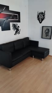 vidaXL L-förmiges Sofa 3-Sitzer Kunstleder Schwarz Kunden-Foto 1