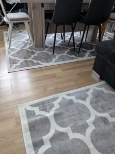 Designer Teppich Marokkanisches Muster Kurzflorteppich Modern Trend Grau Weiß Grösse 80x150 cm Kunden-Foto 1