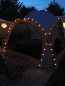LED Event Pavillon 3,6 x 3,6m DomeShelter Garten Pavillion inkl. Solarmodul Pavilion Designer Gartenzelt Camping Pavilon Partyzelt mit Beleuchtung - anthrazit Kunden-Foto 3
