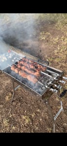 Klappbarer Mangal Camping-Grill SPUTNIK aus Edelstahl BBQ Holzkohle Kunden-Foto 4